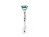 White gold Round Cut Green Sapphire Solitaire with Side Baguettes and Channel Set Band_2