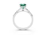 White gold Round Cut Green Sapphire Solitaire with Side Baguettes and Channel Set Band_3