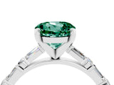 White gold Round Cut Green Sapphire Solitaire with Side Baguettes and Channel Set Band_4