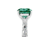 White gold Round Cut Green Sapphire Solitaire with Side Baguettes and Channel Set Band_5