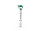 White gold Round Cut Green Sapphire Solitaire with Side Stones, Pave Band, Four-Prong Setting_26