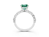 White gold Round Cut Green Sapphire Solitaire with Side Stones, Pave Band, Four-Prong Setting_27