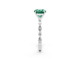 White gold Round Cut Green Sapphire Solitaire with Side Stones on a Pavé Band and Four-Prong Setting_2