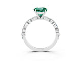 White gold Round Cut Green Sapphire Solitaire with Side Stones on a Pavé Band and Four-Prong Setting_3