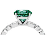 White gold Round Cut Green Sapphire Solitaire with Side Stones on a Pavé Band and Four-Prong Setting_4