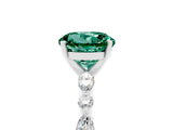 White gold Round Cut Green Sapphire Solitaire with Side Stones on a Pavé Band and Four-Prong Setting_5