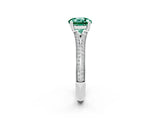 White gold Round Cut Green Sapphire Split Shank Engagement Ring with Pavé Band_2