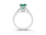 White gold Round Cut Green Sapphire Split Shank Engagement Ring with Pavé Band_3