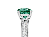 White gold Round Cut Green Sapphire Split Shank Engagement Ring with Pavé Band_5