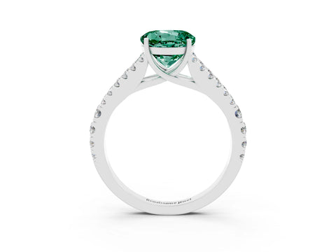 White gold Round Cut Green Sapphire Split Shank Pavé Engagement Ring with Four-Prong Setting_15