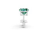 Silver 2.66 Carat Round Green Sapphire Stud Earrings