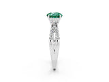 White gold Round Cut Green Sapphire Three-Stone Ring with Pavé Split Shank and Four-Prong Setting_2