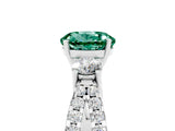 White gold Round Cut Green Sapphire Three-Stone Ring with Pavé Split Shank and Four-Prong Setting_5