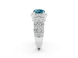 White gold Round Cut Halo Blue Topaz Ring with Round  Split Shank and Prong Setting_14