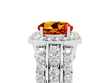White gold Round Cut Halo Citrine Ring with Split Shank and Four-Prong Setting_5