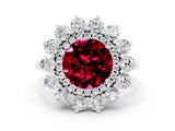 White gold Round Cut Halo Cluster Diamond Ring with Pave Band and Four-Prong Setting_12