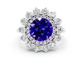 White gold Round Cut Halo Cluster Diamond Ring with Pave Band and Four-Prong Setting_12