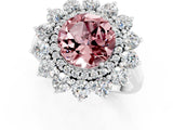 White gold Round Cut Halo Cluster Diamond Ring with Pave Band and Four-Prong Setting_13