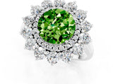 White gold Round Cut Halo Cluster Diamond Ring with Pave Band and Four-Prong Setting_13