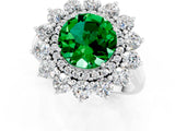 White gold Round Cut Halo Cluster Diamond Ring with Pave Band and Four-Prong Setting_13