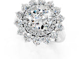 White gold Round Cut Halo Cluster Diamond Ring with Pave Band and Four-Prong Setting_13