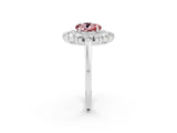 White gold Round Cut Halo Cluster Diamond Ring with Pave Band and Four-Prong Setting_14
