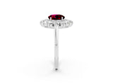 White gold Round Cut Halo Cluster Diamond Ring with Pave Band and Four-Prong Setting_14