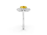White gold Round Cut Halo Cluster Diamond Ring with Pave Band and Four-Prong Setting_14