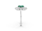 White gold Round Cut Halo Cluster Diamond Ring with Pave Band and Four-Prong Setting_14