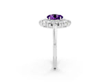White gold Round Cut Halo Cluster Diamond Ring with Pave Band and Four-Prong Setting_14