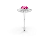 White gold Round Cut Halo Cluster Diamond Ring with Pave Band and Four-Prong Setting_14