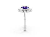 White gold Round Cut Halo Cluster Diamond Ring with Pave Band and Four-Prong Setting_14