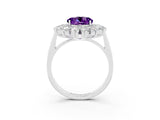 White gold Round Cut Halo Cluster Diamond Ring with Pave Band and Four-Prong Setting_15