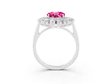 White gold Round Cut Halo Cluster Diamond Ring with Pave Band and Four-Prong Setting_15