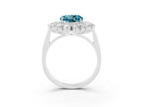 White gold Round Cut Halo Cluster Diamond Ring with Pave Band and Four-Prong Setting_15