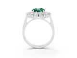 White gold Round Cut Halo Cluster Diamond Ring with Pave Band and Four-Prong Setting_15