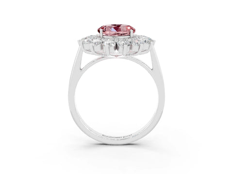 White gold Round Cut Halo Cluster Diamond Ring with Pave Band and Four-Prong Setting_15
