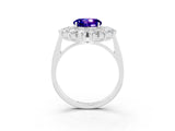 White gold Round Cut Halo Cluster Diamond Ring with Pave Band and Four-Prong Setting_15