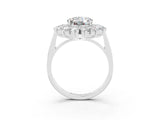 White gold Round Cut Halo Cluster Diamond Ring with Pave Band and Four-Prong Setting_15