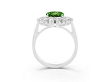 White gold Round Cut Halo Cluster Diamond Ring with Pave Band and Four-Prong Setting_15