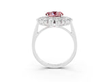 White gold Round Cut Halo Cluster Diamond Ring with Pave Band and Four-Prong Setting_15