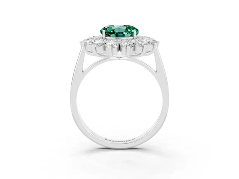 White gold Round Cut Halo Cluster Diamond Ring with Pave Band and Four-Prong Setting_15