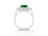 White gold Round Cut Halo Cluster Diamond Ring with Pave Band and Four-Prong Setting_15