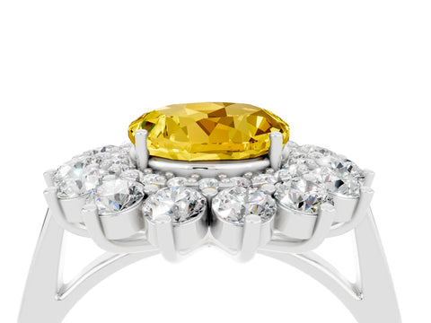 White gold Round Cut Halo Cluster Diamond Ring with Pave Band and Four-Prong Setting_16