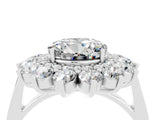 White gold Round Cut Halo Cluster Diamond Ring with Pave Band and Four-Prong Setting_16