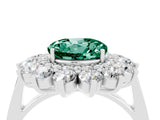 White gold Round Cut Halo Cluster Diamond Ring with Pave Band and Four-Prong Setting_16