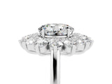 White gold Round Cut Halo Cluster Diamond Ring with Pave Band and Four-Prong Setting_17