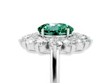 White gold Round Cut Halo Cluster Diamond Ring with Pave Band and Four-Prong Setting_17