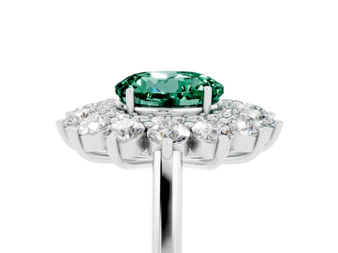 White gold Round Cut Halo Cluster Diamond Ring with Pave Band and Four-Prong Setting_17