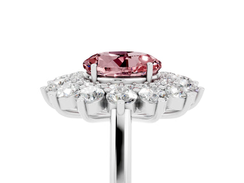 White gold Round Cut Halo Cluster Diamond Ring with Pave Band and Four-Prong Setting_17